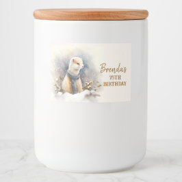 Vattenfärg Ermine med scarf - födelsedag Mat Etiketter