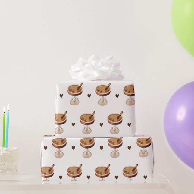 Vattenfärg Espresso Martini med en bandkaffe Presentpapper (Festgåvor)