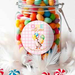 Vattenfärg Ett Fånig går Rosa 1:a födelsedag Runt Klistermärke