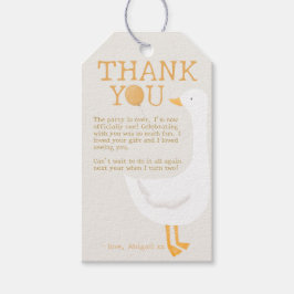 Vattenfärg Ett Fånig Goose Wildblomma 1:a födelsed Presentetikett