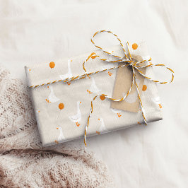 Vattenfärg Ett Fånig Goose Wildblomma 1:a födelsed Presentpapper