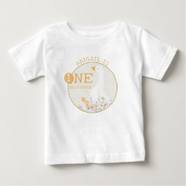 Vattenfärg Ett Fånig Goose Wildblomma 1:a födelsed T Shirt