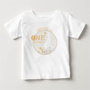 Vattenfärg Ett Fånig Goose Wildblomma 1:a födelsed T Shirt