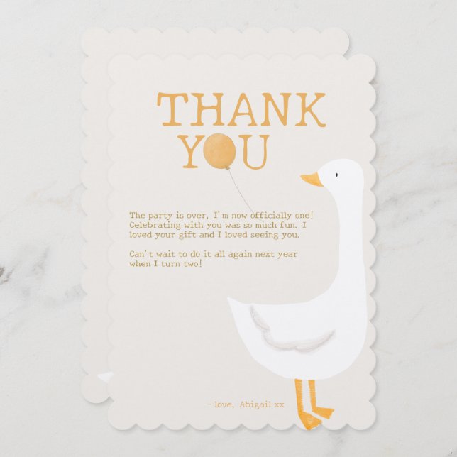 Vattenfärg Ett Fånig Goose Wildblomma 1:a födelsed Tack Kort (Fram/baksida)