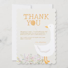 Vattenfärg Ett Fånig Goose Wildblomma 1:a födelsed Tack Kort