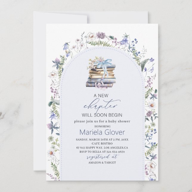 Vattenfärg Ett nytt kapitel börjar med babyvisning Inbjudningar (Framsida)