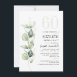 Vattenfärg Eucalyptus 60:e Födelsedagsfesten Inbjudningar<br><div class="desc">Det skulle kunna bli en överraskning för party eller ännu ett speciellt årtionde. Denna 60:e födelsedagsfest inbjudan med eukalyptus grey design med modern populär typografi kan lätt redigeras till kostym på årsdagen eller årsdagen firande. Du kan ändra ordalydelsen,  födelsedagsinformationen och bakgrunden till färg genom att klicka på knappen "Anpassa"</div>