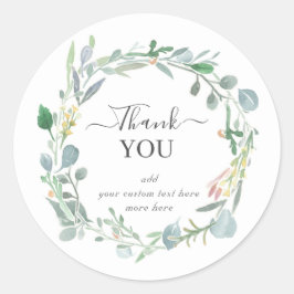 Vattenfärg Eucalyptus Bladkrans Tack Runt Klistermärke