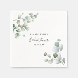 Vattenfärg Eucalyptus Bröllopsdusch Papper Pappersservett
