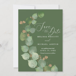 Vattenfärg Eucalyptus Greenery Guld Accent Modern Spara Datumet