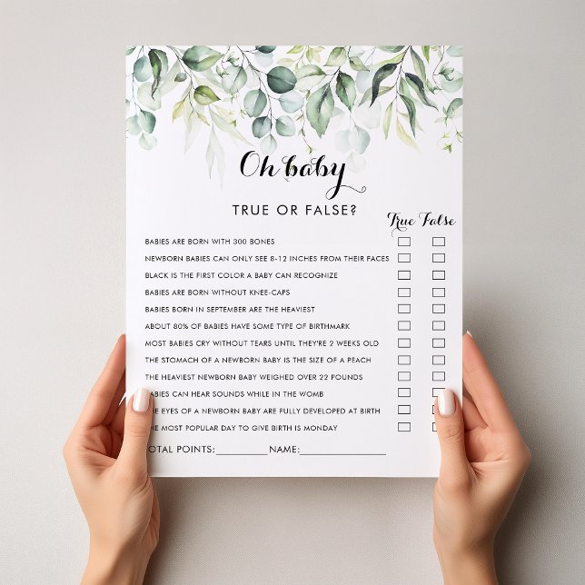 Vattenfärg Eucalyptus Greenery Oh Baby Shower Game (Skapare uppladdad)
