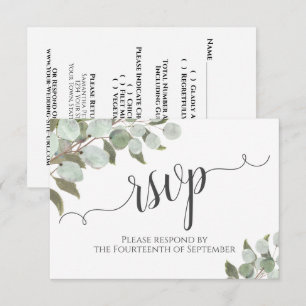 Vattenfärg Eucalyptus & Greenery Rustic Bröllop OSA Kort