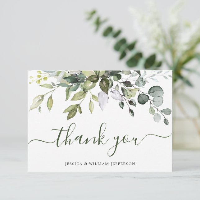 Vattenfärg Eucalyptus Greenery Watercolor Tack Kort (Stående Fram)