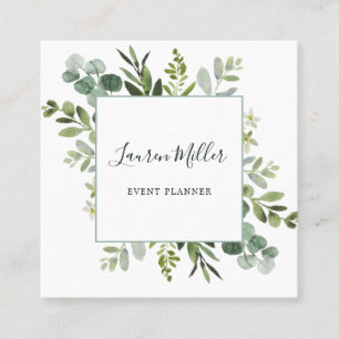Vattenfärg Eucalyptus Grönt Folium Fyrkantigt Visitkort
