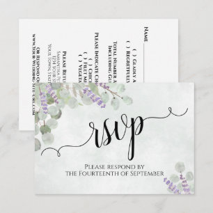 Vattenfärg Eucalyptus & Lavender Rustic Bröllop OSA Kort