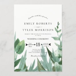 Vattenfärg Eucalyptus Leafy Greenery Bröllop Inbjudningar