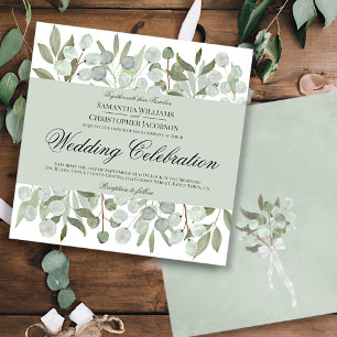 Vattenfärg Eucalyptus och Foliage Boho Chic Bröllo Inbjudningar