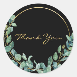 Vattenfärg Eucalyptus på Tacken vid utandning Guld Runt Klistermärke