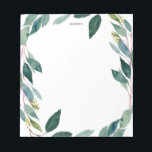 Vattenfärg Eucalyptus Personlig av andningsvätska Anteckningsblock<br><div class="desc">Färgstarkt och vismiskt anteckningsblock med vattenfärgad eukalyptus-andedräkt. Anpassa,  men lägg till ditt namn eller din kort-fras. Det här blir en botanisk perfekt för ditt kontor.</div>