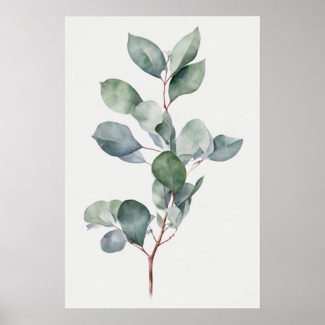 Vattenfärg Eucalyptus Print Wall Art, 1 av set Poster (Framsidan)