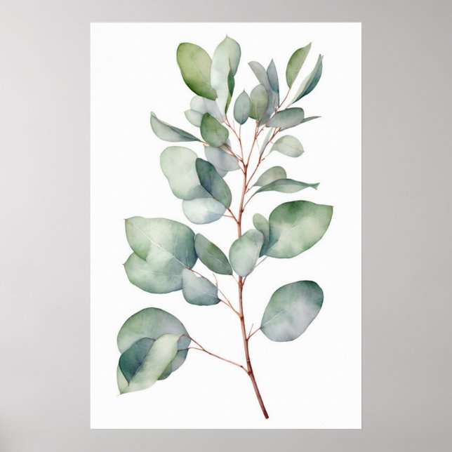 Vattenfärg Eucalyptus Print Wall Art, 2 av set Poster (Framsidan)
