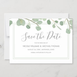 Vattenfärg Eucalyptus Spara datum Magnetisk Inbjudningskort