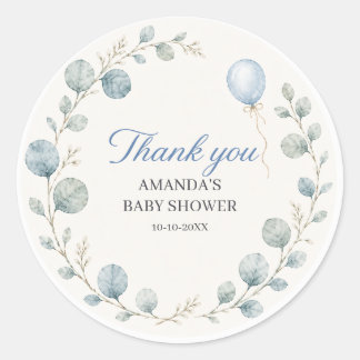 Vattenfärg Eukalyptus Baby Shower Runt Klistermärke