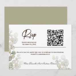 Vattenfärg Eukalyptus Bröllops-RSVP-kort  Inbjudningar