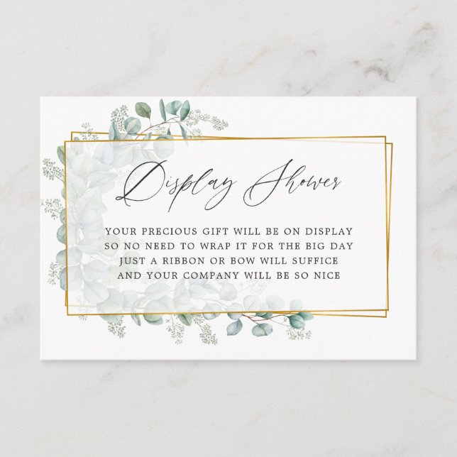 Vattenfärg Eukalyptus Bröllopsdusch Display Dusch Tilläggskort (Framsida)