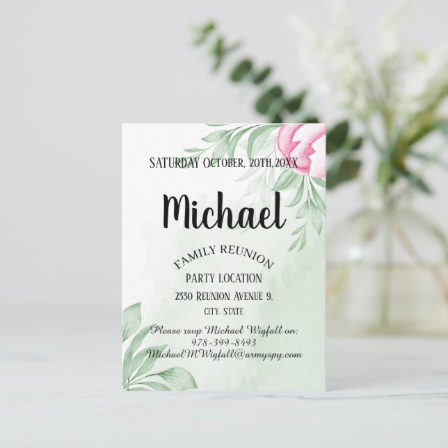 Vattenfärg Eukalyptus Familjeåterträff Spara Datum Vykort (Stående Fram)