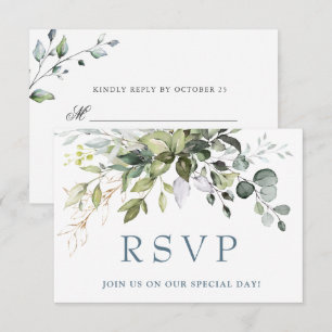 Vattenfärg Eukalyptus Grönska Bröllop RSVP-kort OSA Kort