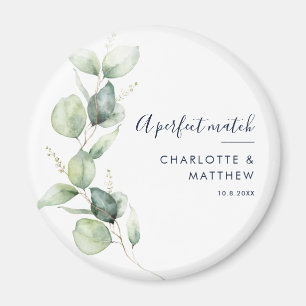 Vattenfärg Eukalyptus Grönska Skrift Bröllop Magnet