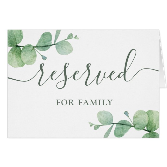 Vattenfärg eukalyptus script bröllop reserverat te OBS kort (Framsidan Horizontal)