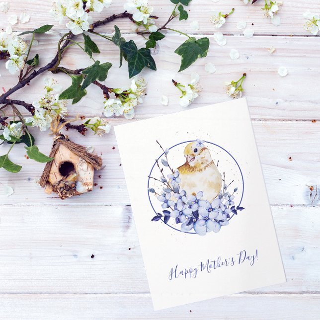 Vattenfärg Fågel Mors Dag Kort (Skapare uppladdad)
