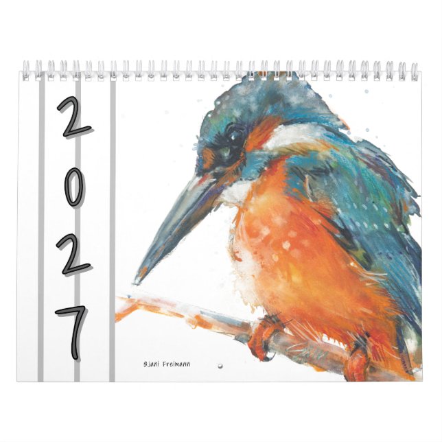 Vattenfärg Fåglar Väggkalender 2027 Kalender (Omslag)