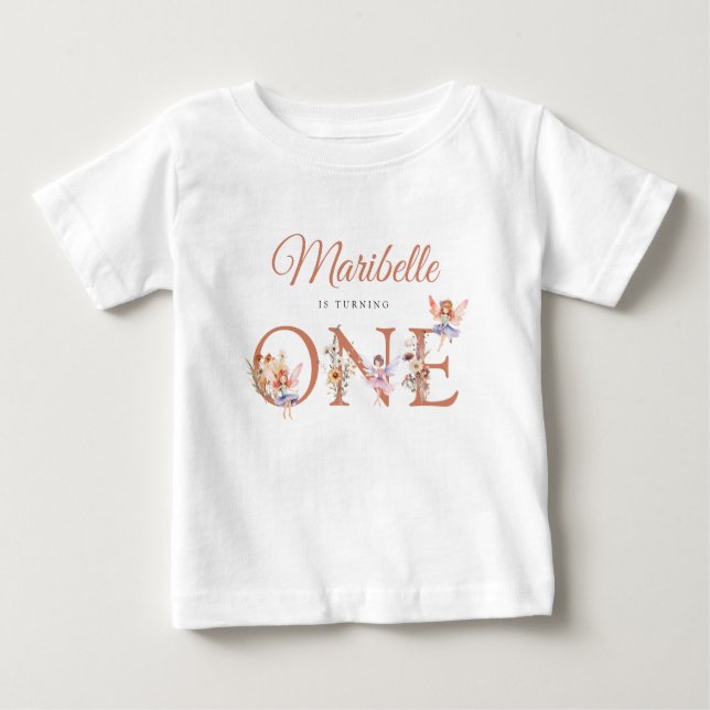 Vattenfärg Fairy Blommigt Fall Garden Första födel T Shirt (Framsida)