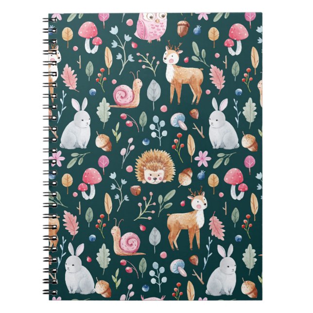 Vattenfärg Fairy Forest Children's Mönster Anteckningsbok (Framsidan)
