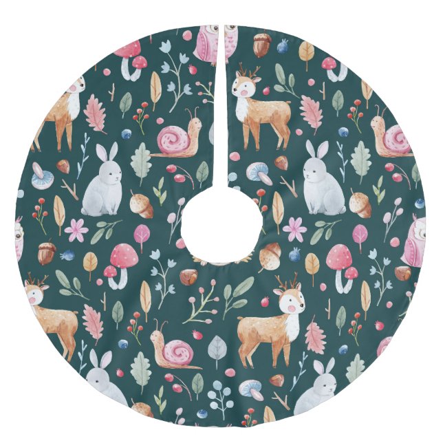 Vattenfärg Fairy Forest Children's Mönster Julgransmatta Borstad Polyester (Framsidan)