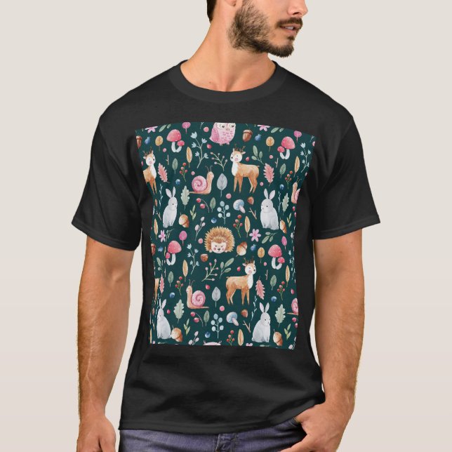 Vattenfärg Fairy Forest Children's Mönster T Shirt (Framsida)