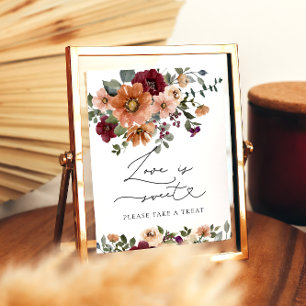 Vattenfärg Fall Blommigt Kärlek är Sweet Ta ett Be Poster