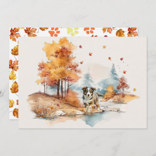 Vattenfärg Fall Hund design-Australian shepherd Kort
