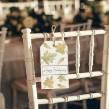 Vattenfärg Fallande Löv Tackkortsetikett