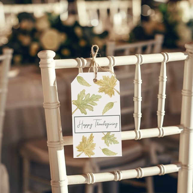 Vattenfärg Fallande Löv Tackkortsetikett Presentetikett (Skapare uppladdad)