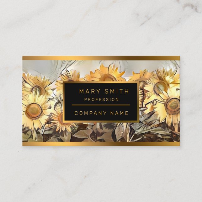 Vattenfärg Fält i insamling av Elegant av solblomm Visitkort (Framsida)