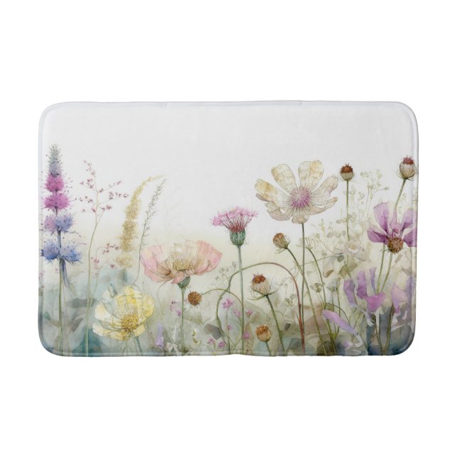 Vattenfärg fält i vild blommor badrumsmatta (Framsidan)