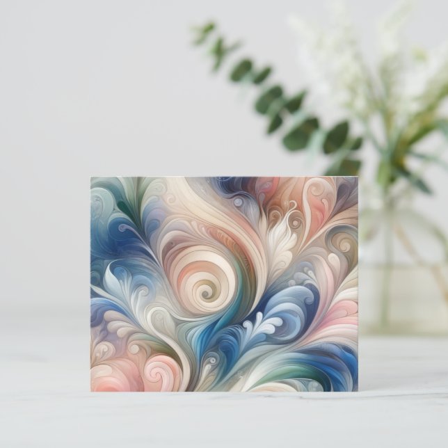Vattenfärg Fantasy-Blommigt Pastel Blue & Cream (Stående Fram)