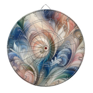 Vattenfärg Fantasy-Blommigt Pastel Blue & Cream Darttavla
