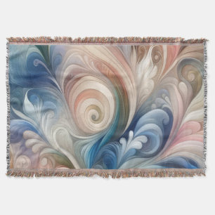 Vattenfärg Fantasy-Blommigt Pastel Blue & Cream Filt