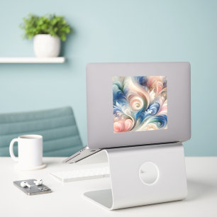 Vattenfärg Fantasy-Blommigt Pastel Blue & Cream Klistermärken
