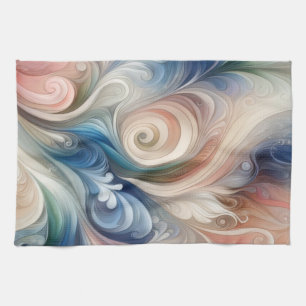 Vattenfärg Fantasy-Blommigt Pastel Blue & Cream Kökshandduk